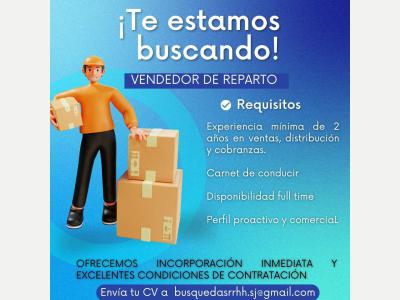 Ofertas de Trabajo en San Juan  SE BUSCA VENDEDOR DE REPARTO