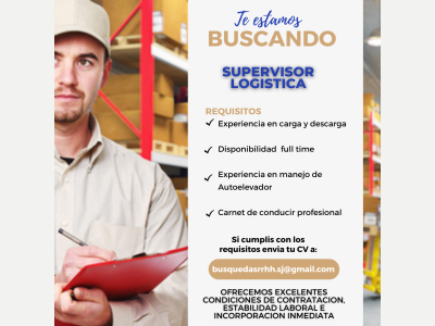 Ofertas de Trabajo en San Juan  SE BUSCA SUPERVISOR LOGISTICA