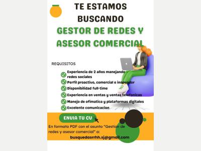 Ofertas de Trabajo en San Juan  GESTOR DE REDES Y ASESOR COMERCIAL