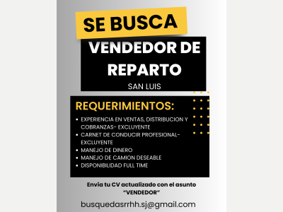  Vendedor de Reparto San Luis 