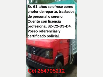  Busco trabajo de chofer. 