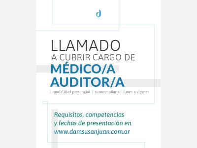  Llamado a cubrir cargo de M�DICO AUDITOR en DAMSU SAN JUAN 