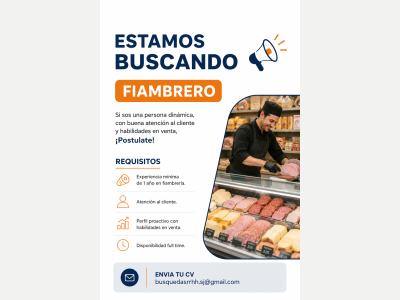  FIAMBRERO, VENDEDOR DE REPARTO Y REPOSITOR 