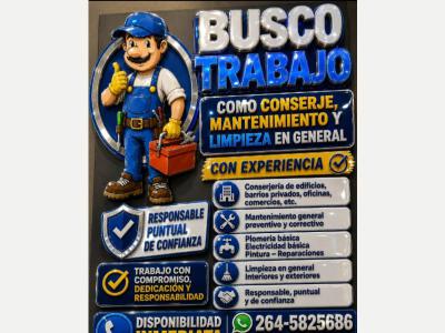  Me ofrezco para mantenimiento y limpieza con experiencia. 