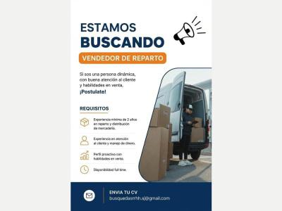  Se busca VENDEDOR DE REPARTO 