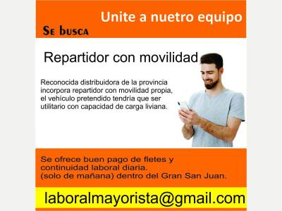 Ofertas de Trabajo en San Juan  REPARTIDOR