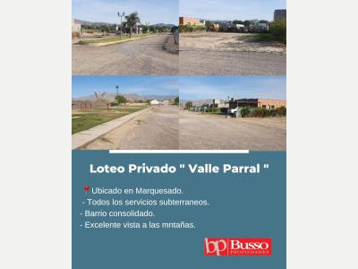 Terrenos Venta San Juan Busso Prop. VENDE Loteo privado "Valle Parral"