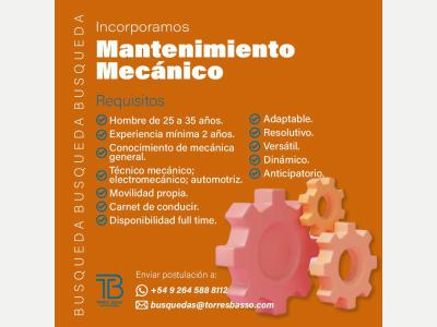 Ofertas de Trabajo en San Juan Pedidos Mecnico para Mantenimiento