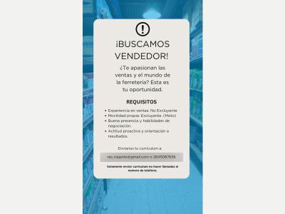  BUSCAMOS VENDEDOR 