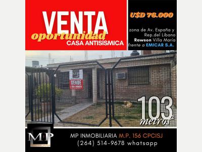 Casas Venta San Juan MP INMOBILIARIA VENDE 264-5149678