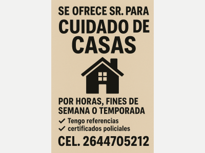 Busqueda de Trabajo  Le cuido su casa cuando salga a fiestas o veraneo