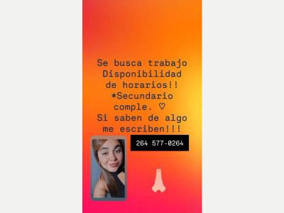  Hola buenas , me llamo Rocio torres y estoy buscando trabajo 