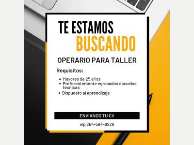  Operario para taller - carpinter�a de aluminio 