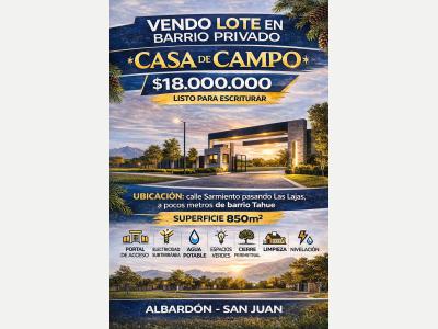 Terrenos Venta San Juan Lotes en Albard�n - Barrio Privado